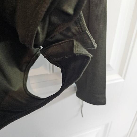 A New Day Bodysuit Women Medium Deep Green Stretch Long Sleeve Ruched V-Neck - Picture 6 of 9